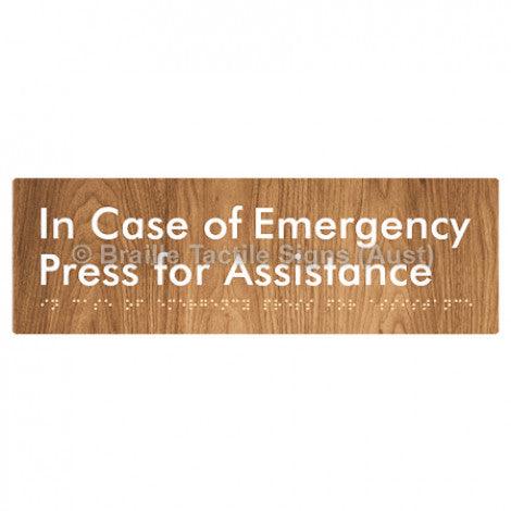 Braille Sign In Case of Emergency Press for Assistance - Braille Tactile Signs Aust. - BTS188-wdg - Custom Signs - Fast Shipping - High Quality - Australian Made &amp; Owned