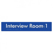 Braille Sign Interview Room 1 - Braille Tactile Signs Aust. - BTS250-01-blu - Custom Signs - Fast Shipping - High Quality - Australian Made &amp; Owned