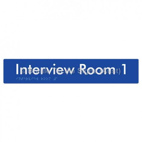 Braille Sign Interview Room 1 - Braille Tactile Signs Aust. - BTS250-01-blu - Custom Signs - Fast Shipping - High Quality - Australian Made &amp; Owned