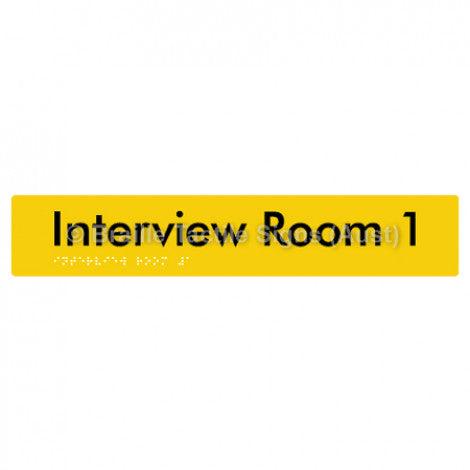 Braille Sign Interview Room 1 - Braille Tactile Signs Aust. - BTS250-01-yel - Custom Signs - Fast Shipping - High Quality - Australian Made &amp; Owned