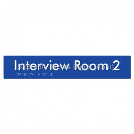 Braille Sign Interview Room 2 - Braille Tactile Signs Aust. - BTS250-02-blu - Custom Signs - Fast Shipping - High Quality - Australian Made &amp; Owned