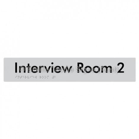 Braille Sign Interview Room 2 - Braille Tactile Signs Aust. - BTS250-02-slv - Custom Signs - Fast Shipping - High Quality - Australian Made &amp; Owned