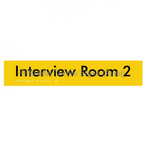 Braille Sign Interview Room 2 - Braille Tactile Signs Aust. - BTS250-02-yel - Custom Signs - Fast Shipping - High Quality - Australian Made &amp; Owned