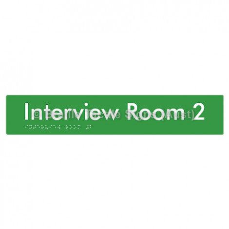 Braille Sign Interview Room 2 - Braille Tactile Signs Aust. - BTS250-02-grn - Custom Signs - Fast Shipping - High Quality - Australian Made &amp; Owned