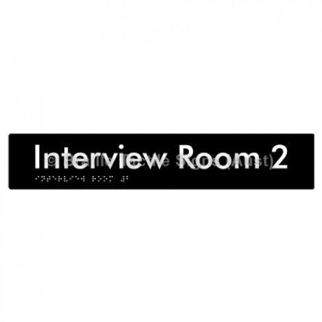 Braille Sign Interview Room 2 - Braille Tactile Signs Aust. - BTS250-02-blk - Custom Signs - Fast Shipping - High Quality - Australian Made &amp; Owned