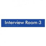 Braille Sign Interview Room 3 - Braille Tactile Signs Aust. - BTS250-03-blu - Custom Signs - Fast Shipping - High Quality - Australian Made &amp; Owned