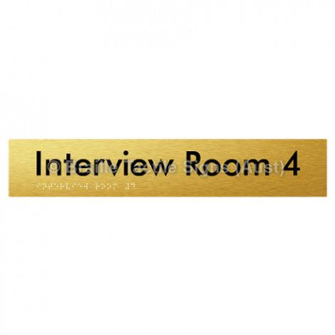 Braille Sign Interview Room 4 - Braille Tactile Signs Aust. - BTS250-04-aliG - Custom Signs - Fast Shipping - High Quality - Australian Made &amp; Owned