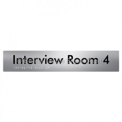 Braille Sign Interview Room 4 - Braille Tactile Signs Aust. - BTS250-04-aliS - Custom Signs - Fast Shipping - High Quality - Australian Made &amp; Owned