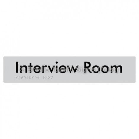 Braille Sign Interview Room - Braille Tactile Signs Aust. - BTS250-slv - Custom Signs - Fast Shipping - High Quality - Australian Made &amp; Owned