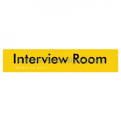 Braille Sign Interview Room - Braille Tactile Signs Aust. - BTS250-yel - Custom Signs - Fast Shipping - High Quality - Australian Made &amp; Owned