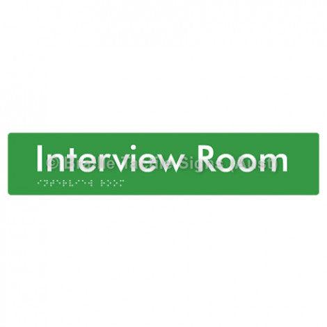Braille Sign Interview Room - Braille Tactile Signs Aust. - BTS250-grn - Custom Signs - Fast Shipping - High Quality - Australian Made &amp; Owned