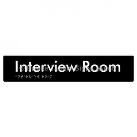 Braille Sign Interview Room - Braille Tactile Signs Aust. - BTS250-blk - Custom Signs - Fast Shipping - High Quality - Australian Made &amp; Owned