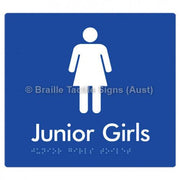 Braille Sign Junior Girls Toilet - Braille Tactile Signs Aust. - BTS142-blu - Custom Signs - Fast Shipping - High Quality - Australian Made &amp; Owned
