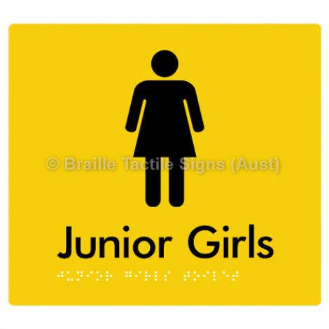 Braille Sign Junior Girls Toilet - Braille Tactile Signs Aust. - BTS142-yel - Custom Signs - Fast Shipping - High Quality - Australian Made &amp; Owned