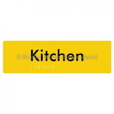 Braille Sign Kitchen - Braille Tactile Signs Aust. - BTS155-yel - Custom Signs - Fast Shipping - High Quality - Australian Made &amp; Owned