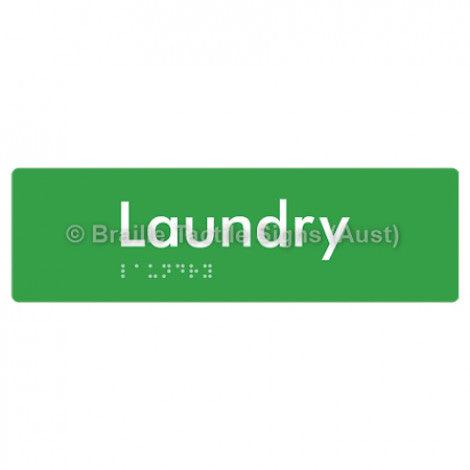 Braille Sign Laundry - Braille Tactile Signs Aust. - BTS371-grn - Custom Signs - Fast Shipping - High Quality - Australian Made &amp; Owned