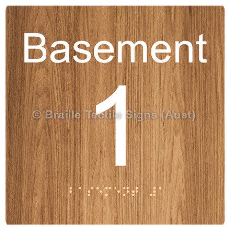 Braille Sign Level Sign - Basement 1 - Braille Tactile Signs Aust. - BTS272-BM-1-wdg - Custom Signs - Fast Shipping - High Quality - Australian Made &amp; Owned