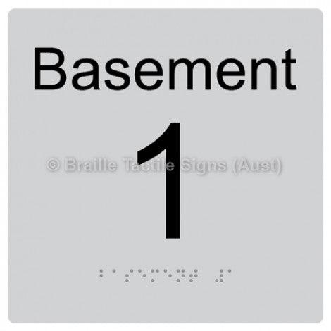 Braille Sign Level Sign - Basement 1 - Braille Tactile Signs Aust. - BTS272-BM-1-slv - Custom Signs - Fast Shipping - High Quality - Australian Made &amp; Owned