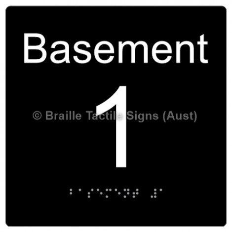 Braille Sign Level Sign - Basement 1 - Braille Tactile Signs Aust. - BTS272-BM-1-blu - Custom Signs - Fast Shipping - High Quality - Australian Made &amp; Owned