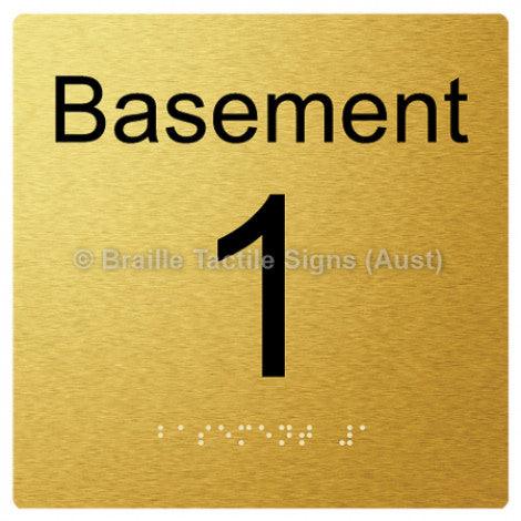 Braille Sign Level Sign - Basement 1 - Braille Tactile Signs Aust. - BTS272-BM-1-aliG - Custom Signs - Fast Shipping - High Quality - Australian Made &amp; Owned