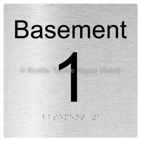 Braille Sign Level Sign - Basement 1 - Braille Tactile Signs Aust. - BTS272-BM-1-aliB - Custom Signs - Fast Shipping - High Quality - Australian Made &amp; Owned