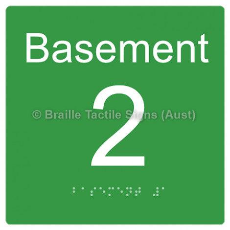 Braille Sign Level Sign - Basement 2 - Braille Tactile Signs Aust. - BTS272-BM-2-grn - Custom Signs - Fast Shipping - High Quality - Australian Made &amp; Owned