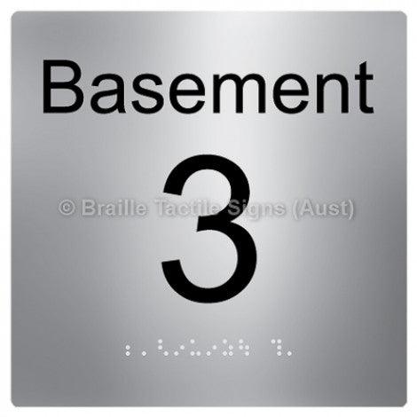 Braille Sign Level Sign - Basement 3 - Braille Tactile Signs Aust. - BTS272-BM-3-aliS - Custom Signs - Fast Shipping - High Quality - Australian Made &amp; Owned