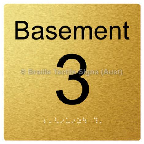Braille Sign Level Sign - Basement 3 - Braille Tactile Signs Aust. - BTS272-BM-3-aliG - Custom Signs - Fast Shipping - High Quality - Australian Made &amp; Owned