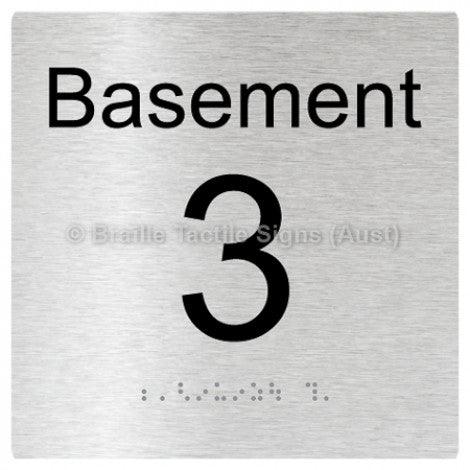 Braille Sign Level Sign - Basement 3 - Braille Tactile Signs Aust. - BTS272-BM-3-aliB - Custom Signs - Fast Shipping - High Quality - Australian Made &amp; Owned