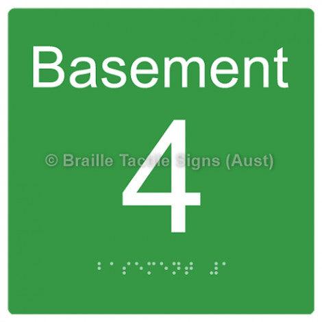 Braille Sign Level Sign - Basement 4 - Braille Tactile Signs Aust. - BTS272-BM-4-grn - Custom Signs - Fast Shipping - High Quality - Australian Made &amp; Owned