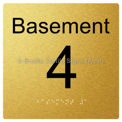 Braille Sign Level Sign - Basement 4 - Braille Tactile Signs Aust. - BTS272-BM-4-aliG - Custom Signs - Fast Shipping - High Quality - Australian Made &amp; Owned