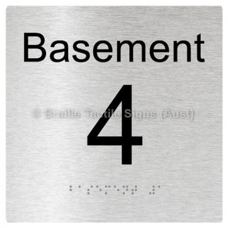 Braille Sign Level Sign - Basement 4 - Braille Tactile Signs Aust. - BTS272-BM-4-aliB - Custom Signs - Fast Shipping - High Quality - Australian Made &amp; Owned