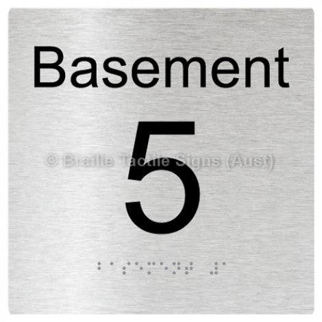 Braille Sign Level Sign - Basement 5 - Braille Tactile Signs Aust. - BTS272-BM-5-aliB - Custom Signs - Fast Shipping - High Quality - Australian Made &amp; Owned