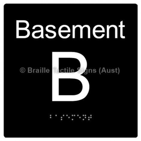 Braille Sign Level Sign - Basement - Braille Tactile Signs Aust. - BTS272-BM-blk - Custom Signs - Fast Shipping - High Quality - Australian Made &amp; Owned