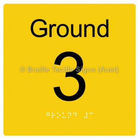 Braille Sign Level Sign - Ground 3 - Braille Tactile Signs Aust. - BTS272-G-3-yel - Custom Signs - Fast Shipping - High Quality - Australian Made &amp; Owned