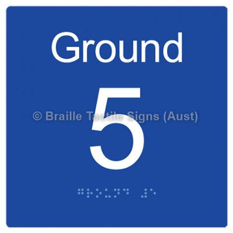 Braille Sign Level Sign - Ground 5 - Braille Tactile Signs Aust. - BTS272-G-5-blu - Custom Signs - Fast Shipping - High Quality - Australian Made &amp; Owned