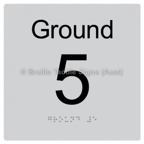 Braille Sign Level Sign - Ground 5 - Braille Tactile Signs Aust. - BTS272-G-5-slv - Custom Signs - Fast Shipping - High Quality - Australian Made &amp; Owned