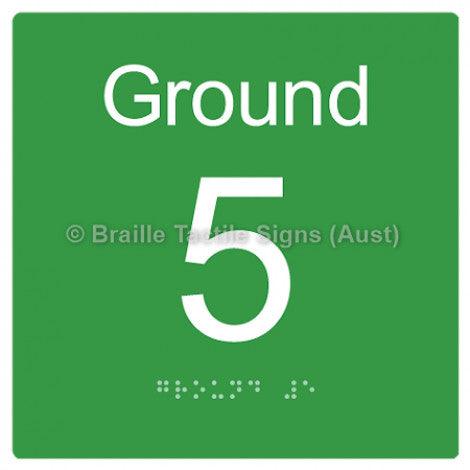 Braille Sign Level Sign - Ground 5 - Braille Tactile Signs Aust. - BTS272-G-5-grn - Custom Signs - Fast Shipping - High Quality - Australian Made &amp; Owned