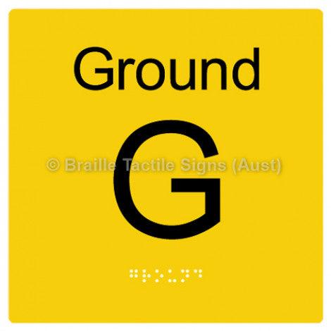 Braille Sign Level Sign - Ground - Braille Tactile Signs Aust. - BTS272-GF-yel - Custom Signs - Fast Shipping - High Quality - Australian Made &amp; Owned