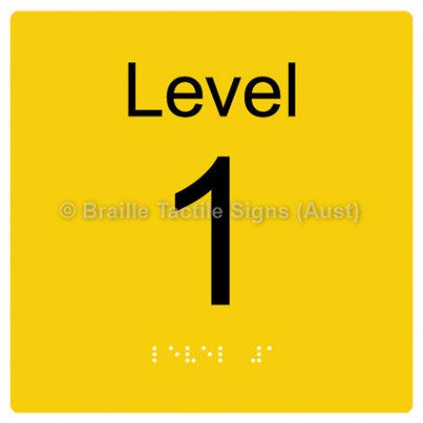 Braille Sign Level Sign - Level 1 - Braille Tactile Signs Aust. - BTS272-01-yel - Custom Signs - Fast Shipping - High Quality - Australian Made &amp; Owned