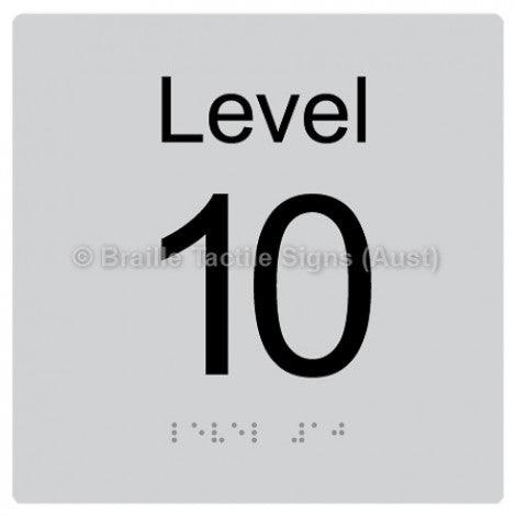 Braille Sign Level Sign - Level 10 - Braille Tactile Signs Aust. - BTS272-10-slv - Custom Signs - Fast Shipping - High Quality - Australian Made &amp; Owned