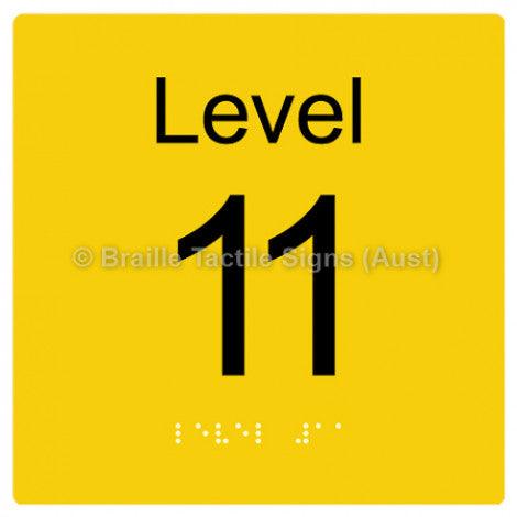 Braille Sign Level Sign - Level 11 - Braille Tactile Signs Aust. - BTS272-11-yel - Custom Signs - Fast Shipping - High Quality - Australian Made &amp; Owned