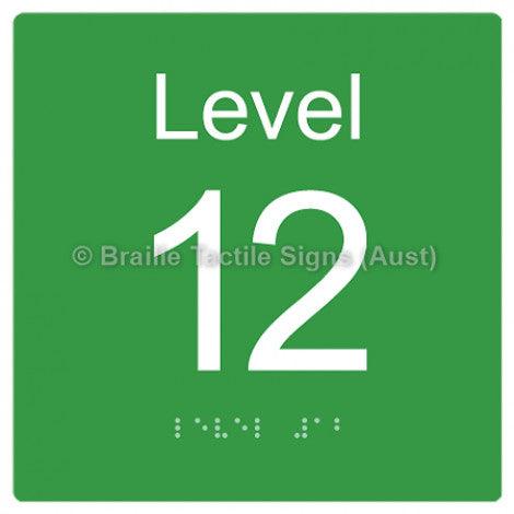 Braille Sign Level Sign - Level 12 - Braille Tactile Signs Aust. - BTS272-12-grn - Custom Signs - Fast Shipping - High Quality - Australian Made &amp; Owned