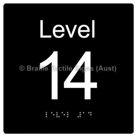 Braille Sign Level Sign - Level 14 - Braille Tactile Signs Aust. - BTS272-14-blk - Custom Signs - Fast Shipping - High Quality - Australian Made &amp; Owned