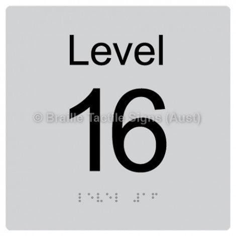 Braille Sign Level Sign - Level 16 - Braille Tactile Signs Aust. - BTS272-16-slv - Custom Signs - Fast Shipping - High Quality - Australian Made &amp; Owned