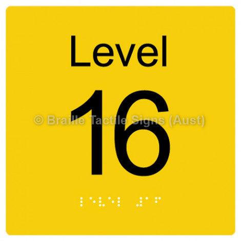 Braille Sign Level Sign - Level 16 - Braille Tactile Signs Aust. - BTS272-16-yel - Custom Signs - Fast Shipping - High Quality - Australian Made &amp; Owned