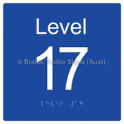 Braille Sign Level Sign - Level 17 - Braille Tactile Signs Aust. - BTS272-17-blu - Custom Signs - Fast Shipping - High Quality - Australian Made &amp; Owned