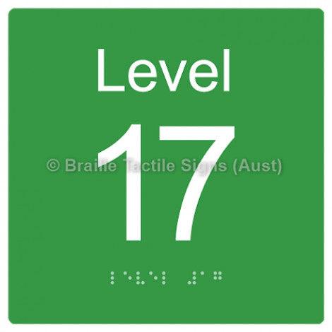 Braille Sign Level Sign - Level 17 - Braille Tactile Signs Aust. - BTS272-17-grn - Custom Signs - Fast Shipping - High Quality - Australian Made &amp; Owned