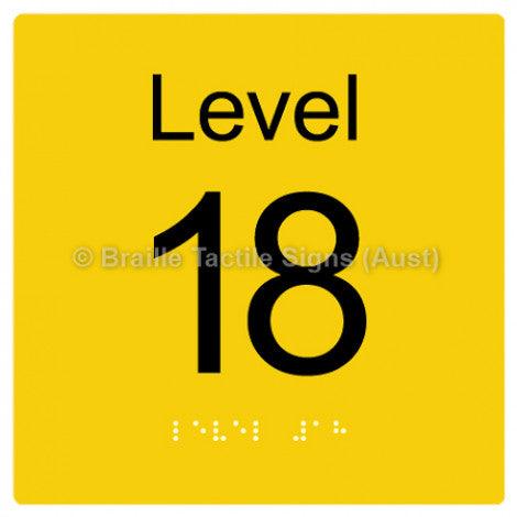 Braille Sign Level Sign - Level 18 - Braille Tactile Signs Aust. - BTS272-18-yel - Custom Signs - Fast Shipping - High Quality - Australian Made &amp; Owned