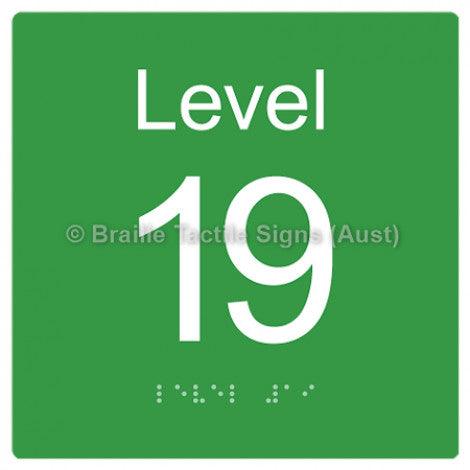 Braille Sign Level Sign - Level 19 - Braille Tactile Signs Aust. - BTS272-19-grn - Custom Signs - Fast Shipping - High Quality - Australian Made &amp; Owned